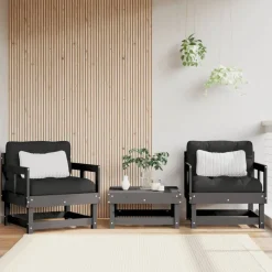 New FinePRICE Puutarhatuolit tyynyillä 2 kpl harmaa, mänty