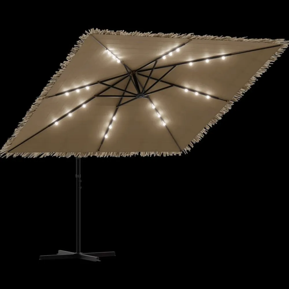 Sale FinePRICE Puutarhavarjo LED-valot ja terästanko ruskea 246x246x230 cm (05086)