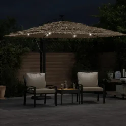 Sale FinePRICE Puutarhavarjo LED-valot ja terästanko ruskea 269x269x235 cm (05087)