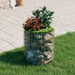 Outlet FinePRICE Pyöreä kivikoritolppa galvanoitu teräs Ø50x50 cm