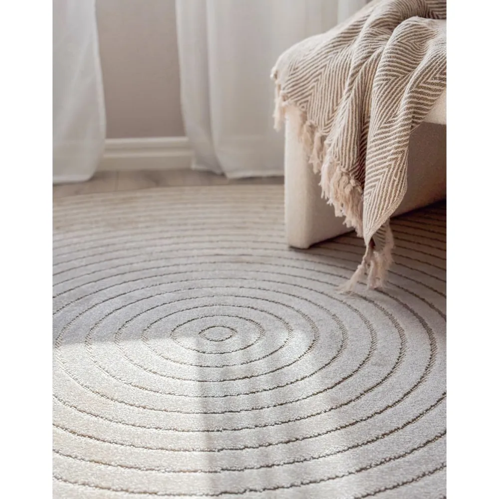 Clearance Benina Pyöreä matto Hawaii Circle, sisä- ja ulkokäyttöön, Ø200cm, pellava