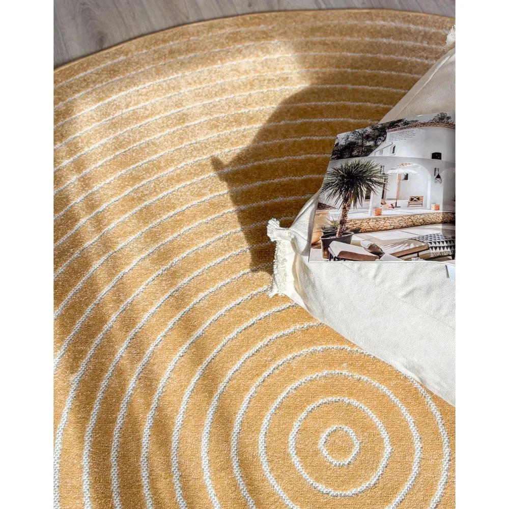 Clearance Benina Pyöreä matto Hawaii Circle, sisä- ja ulkokäyttöön, Ø200cm, pellava