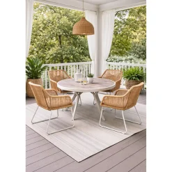 Online Baltic Garden Pyöreä ruokailuryhmä Palermo pöytä, Ø 130 cm, 4 kpl Seville-nojatuolia
