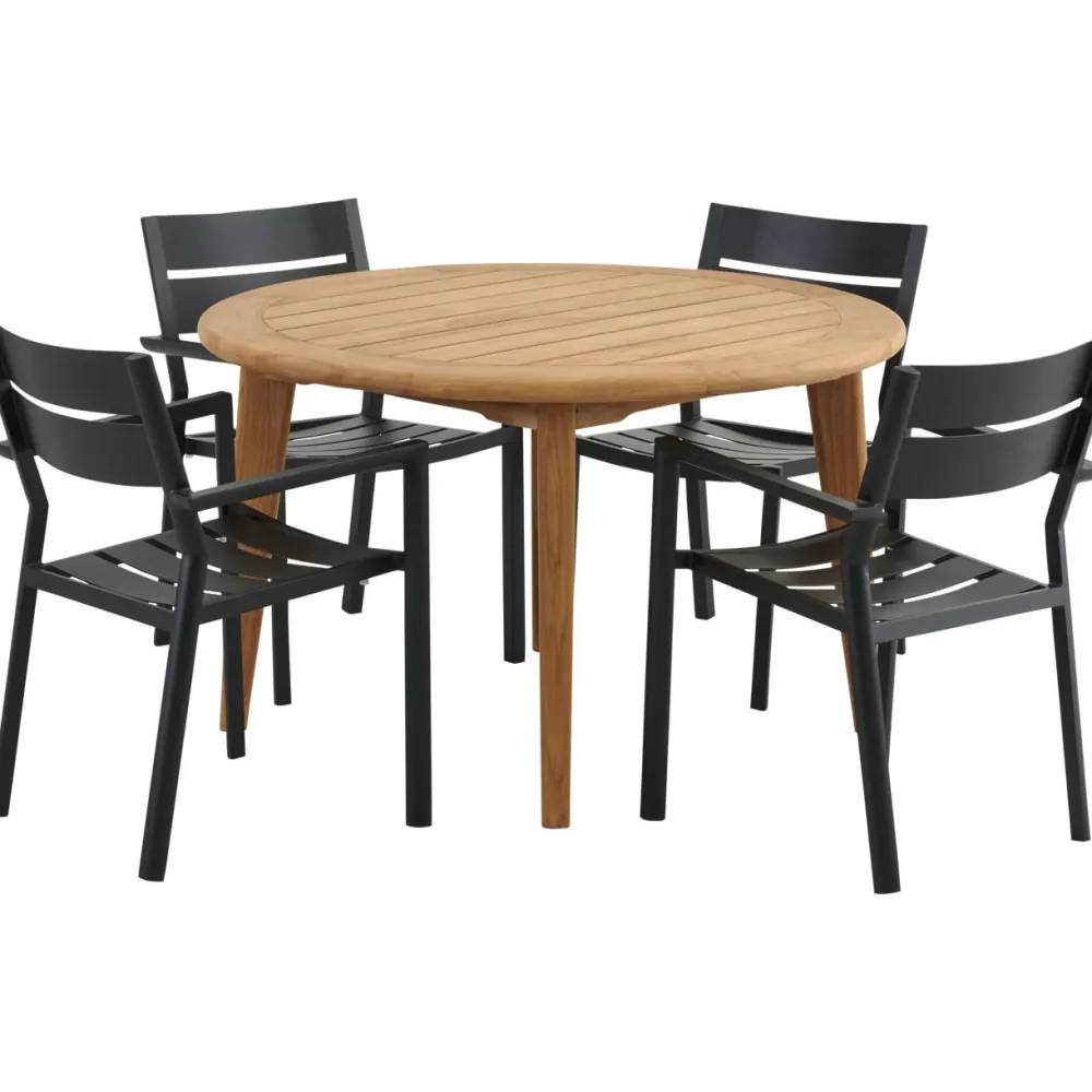 Discount Brafab Pyöreä ruokapöytä ulos Lilja, Ø120cm, tiikki