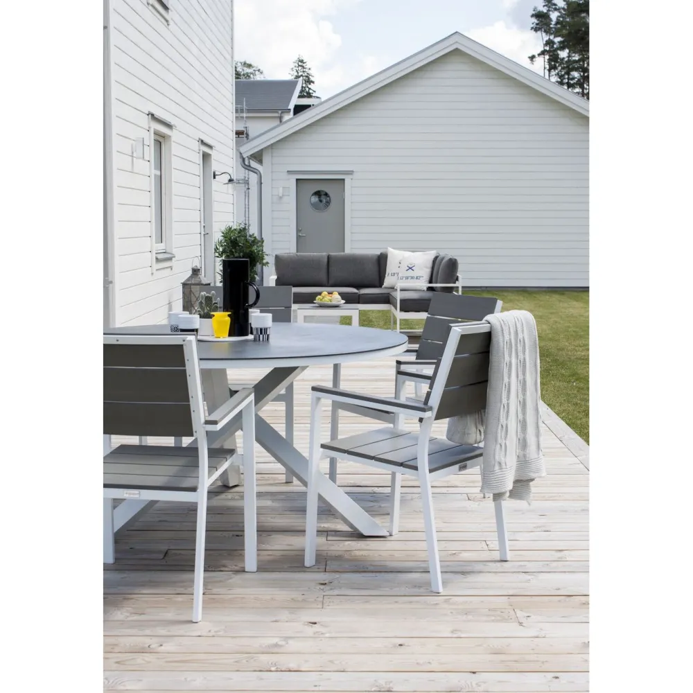 Clearance Venture Home Pyöreä ruokapöytä Copacabana 2, Ø140cm, harmaa/valkoinen