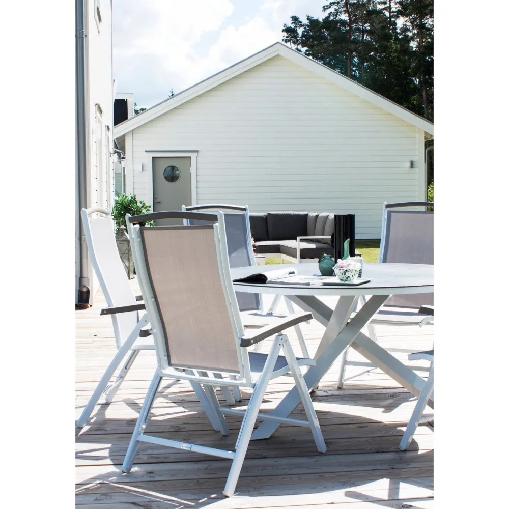 Clearance Venture Home Pyöreä ruokapöytä Copacabana 2, Ø140cm, harmaa/valkoinen