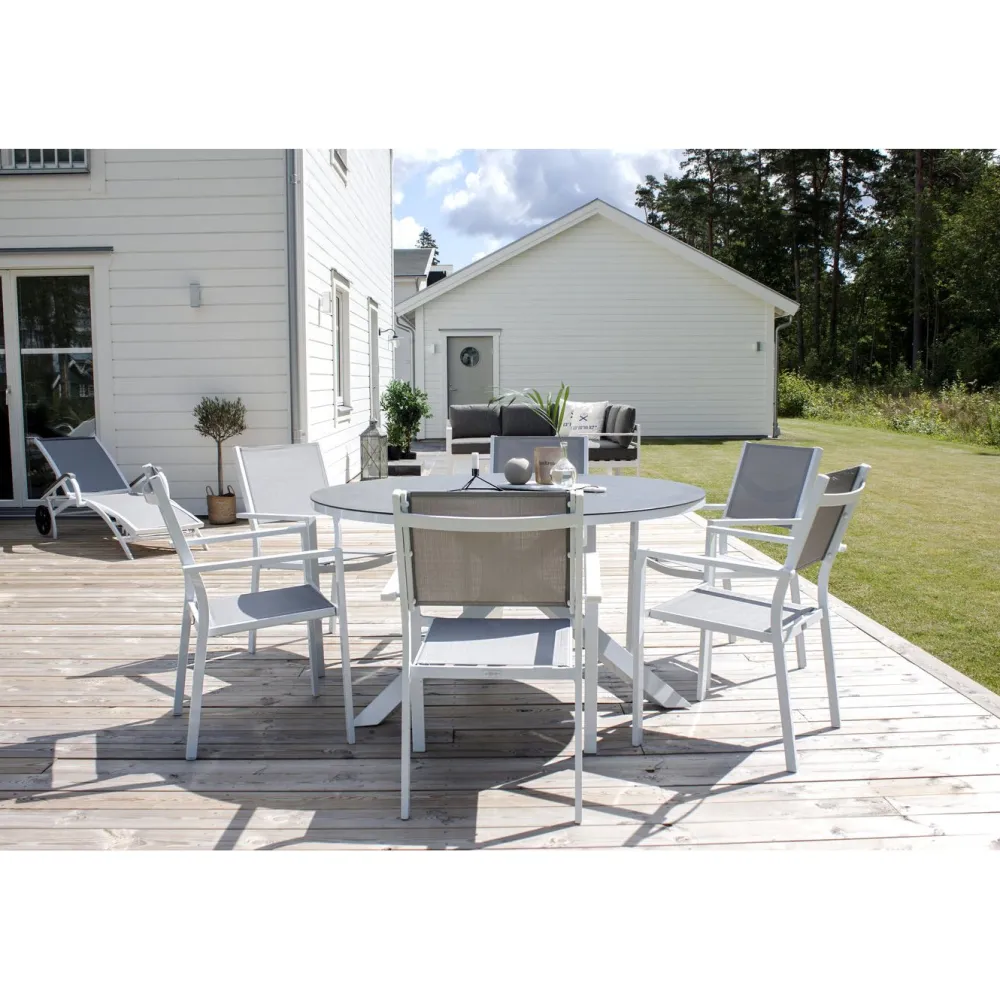 Clearance Venture Home Pyöreä ruokapöytä Copacabana 2, Ø140cm, harmaa/valkoinen