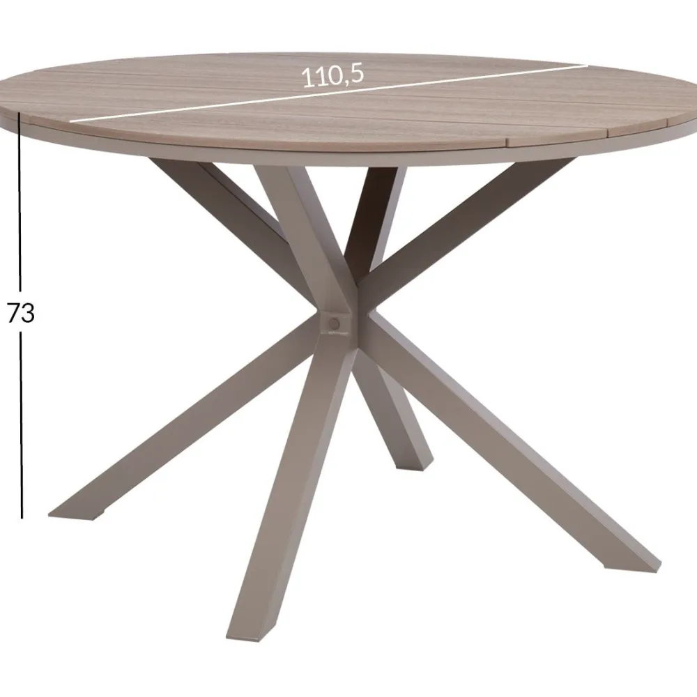 New Home4you Pöytä PORTO Ø110,5xK73 cm, beige/harmaa