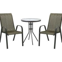 Outlet Home4you Pöytäryhmä Dublin pöytä + 2 tuolia kullanruskea