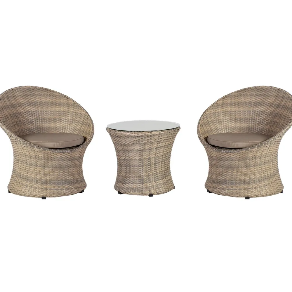 Clearance Home4you Pöytäryhmä Noceto, pöytä + 2 tuolia, hiekka