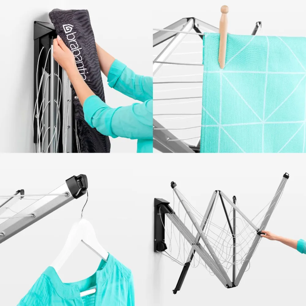 Discount Brabantia Pyykinkuivausteline WallFix 24 m seinäkiinnityksellä + suojapussi