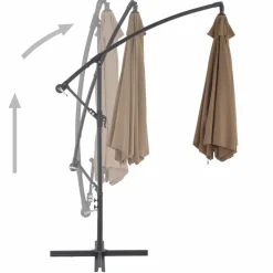 Clearance FinePRICE Riippuva aurinkovarjo alumiinipylväällä 300 cm ruskeanharmaa