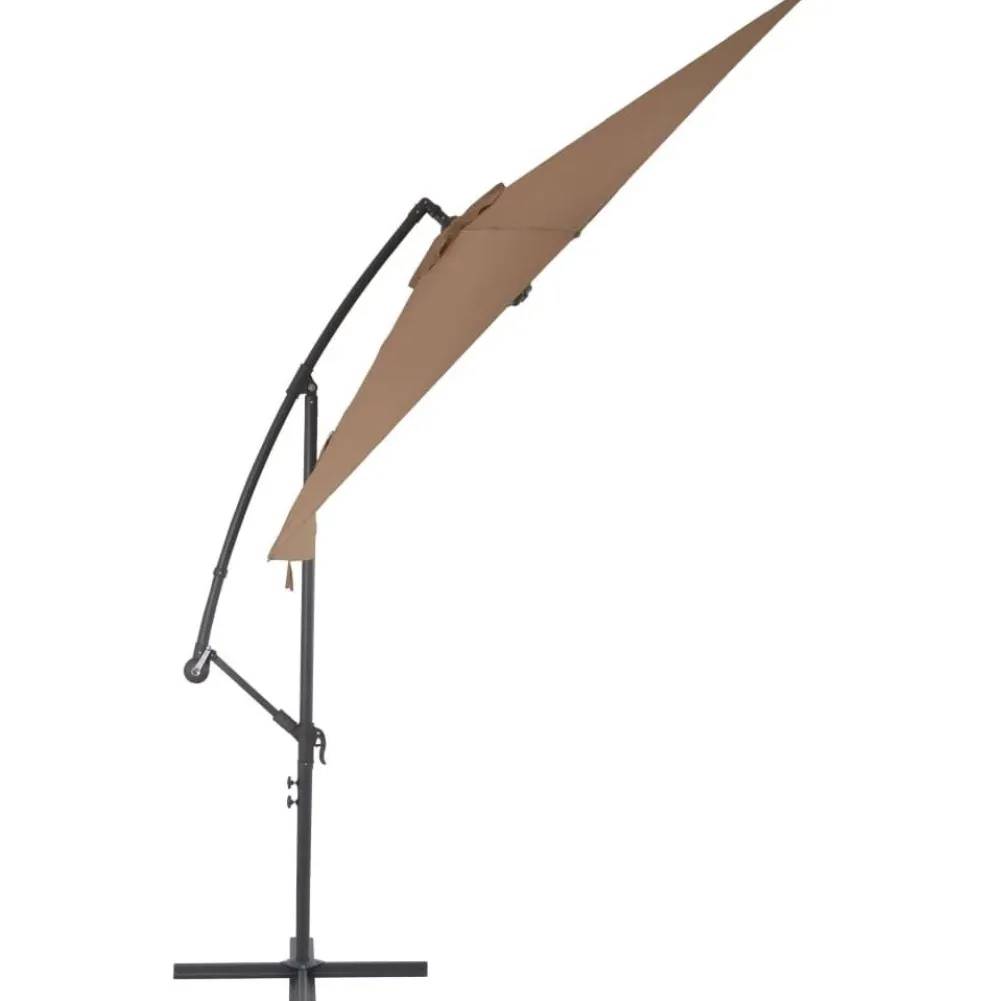 Clearance FinePRICE Riippuva aurinkovarjo alumiinipylväällä 300 cm ruskeanharmaa