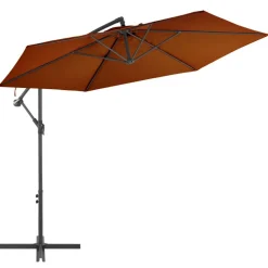 Outlet FinePRICE Riippuva aurinkovarjo 2 alumiinipylväällä 300 cm terrakotta