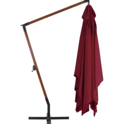 Clearance FinePRICE Riippuva aurinkovarjo puupylväällä 400x300 cm viininpunainen