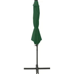 FinePRICE Riippuva aurinkovarjo 3 tangolla ja LED-valoilla 300 cm vihreä