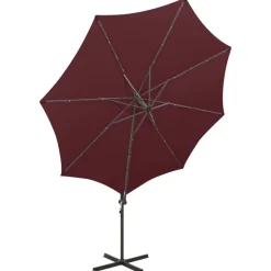 FinePRICE Riippuva aurinkovarjo 3 tangolla ja LED-valoilla 300 cm vihreä