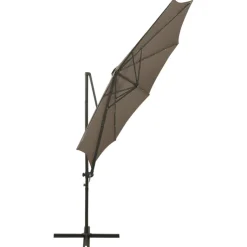 FinePRICE Riippuva aurinkovarjo 3 tangolla ja LED-valoilla 300 cm vihreä