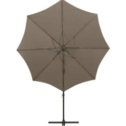 FinePRICE Riippuva aurinkovarjo 3 tangolla ja LED-valoilla 300 cm vihreä
