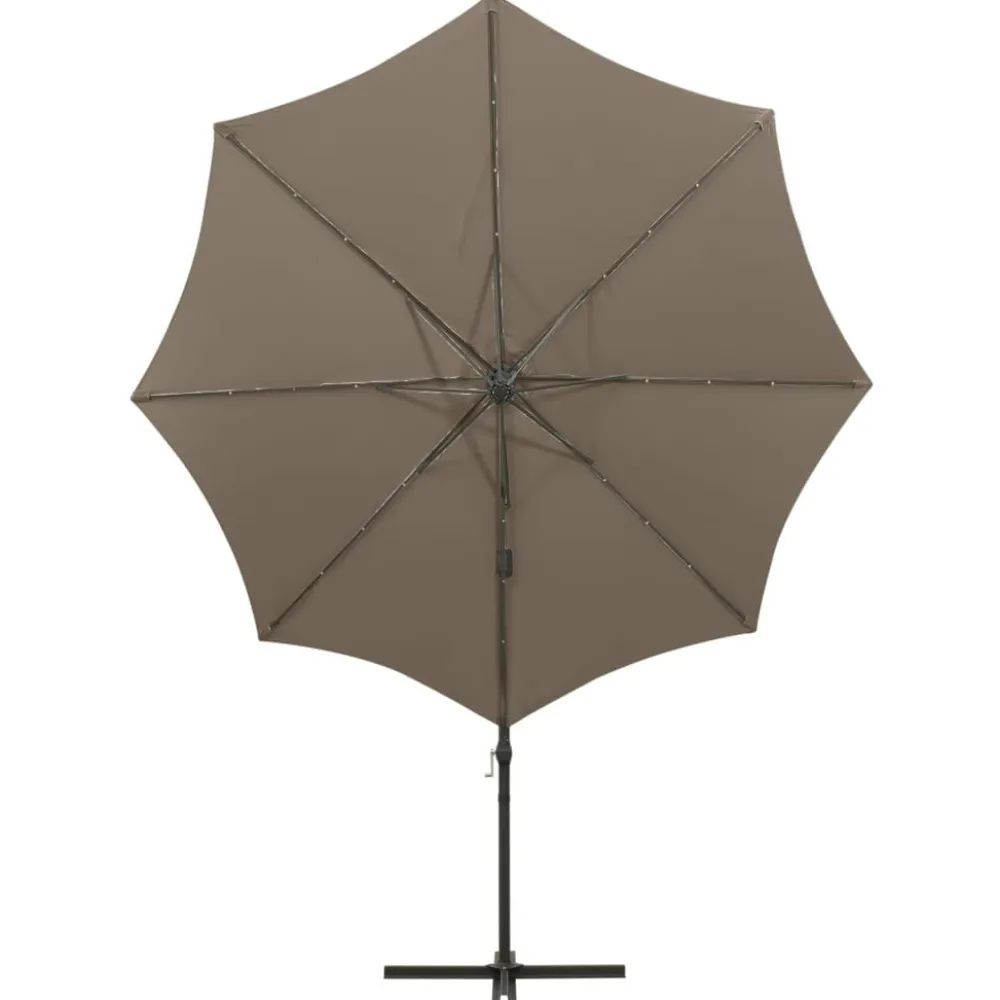 FinePRICE Riippuva aurinkovarjo 3 tangolla ja LED-valoilla 300 cm vihreä