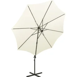 FinePRICE Riippuva aurinkovarjo 3 tangolla ja LED-valoilla 300 cm vihreä