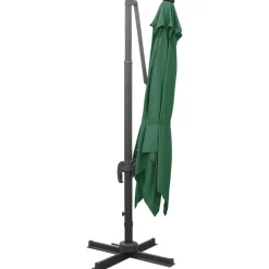 Clearance FinePRICE Riippuva aurinkovarjo 2 tangolla ja LED-valoilla 300 cm vihreä