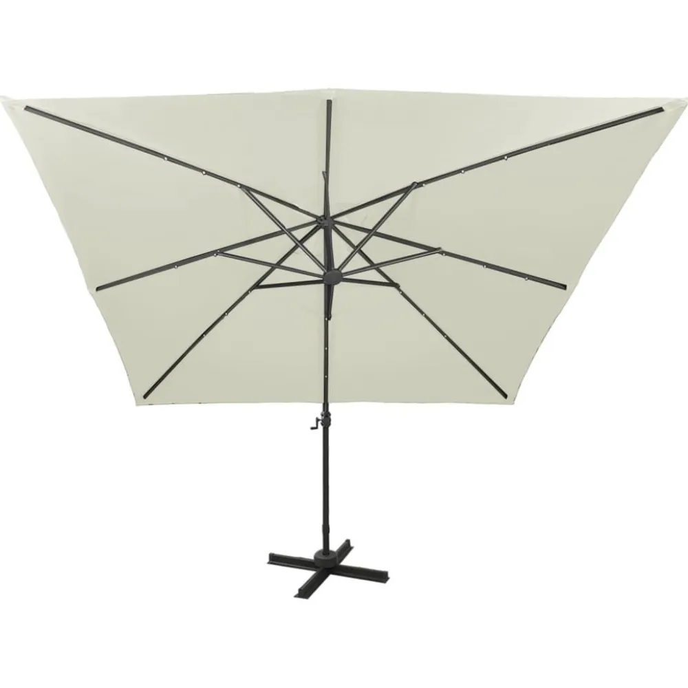 Clearance FinePRICE Riippuva aurinkovarjo 2 tangolla ja LED-valoilla 300 cm vihreä