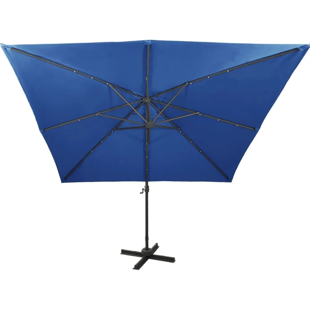 Clearance FinePRICE Riippuva aurinkovarjo 2 tangolla ja LED-valoilla 300 cm vihreä