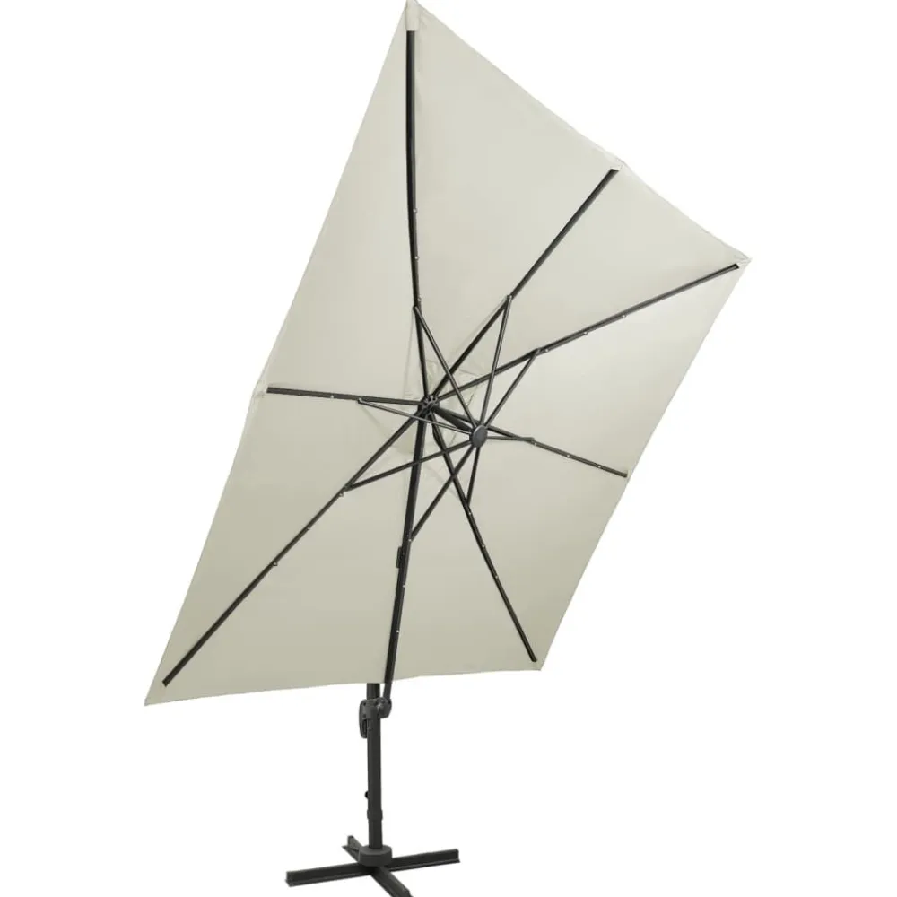 Clearance FinePRICE Riippuva aurinkovarjo 2 tangolla ja LED-valoilla 300 cm vihreä