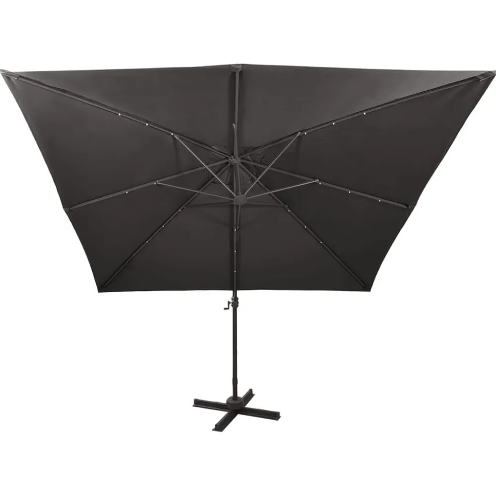 Clearance FinePRICE Riippuva aurinkovarjo 2 tangolla ja LED-valoilla 300 cm vihreä