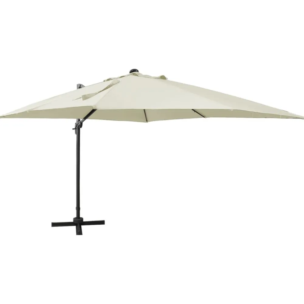 Clearance FinePRICE Riippuva aurinkovarjo 2 tangolla ja LED-valoilla 300 cm vihreä
