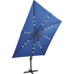 Clearance FinePRICE Riippuva aurinkovarjo 2 tangolla ja LED-valoilla 300 cm vihreä