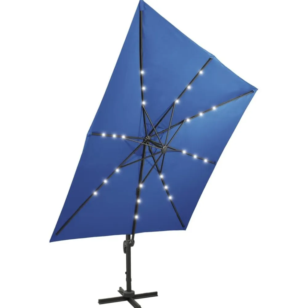 Clearance FinePRICE Riippuva aurinkovarjo 2 tangolla ja LED-valoilla 300 cm vihreä
