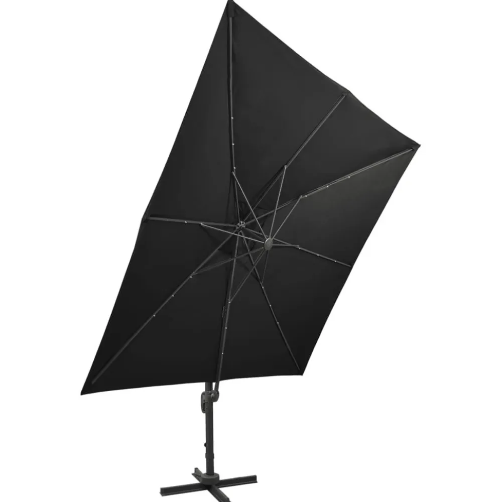 Clearance FinePRICE Riippuva aurinkovarjo 2 tangolla ja LED-valoilla 300 cm vihreä