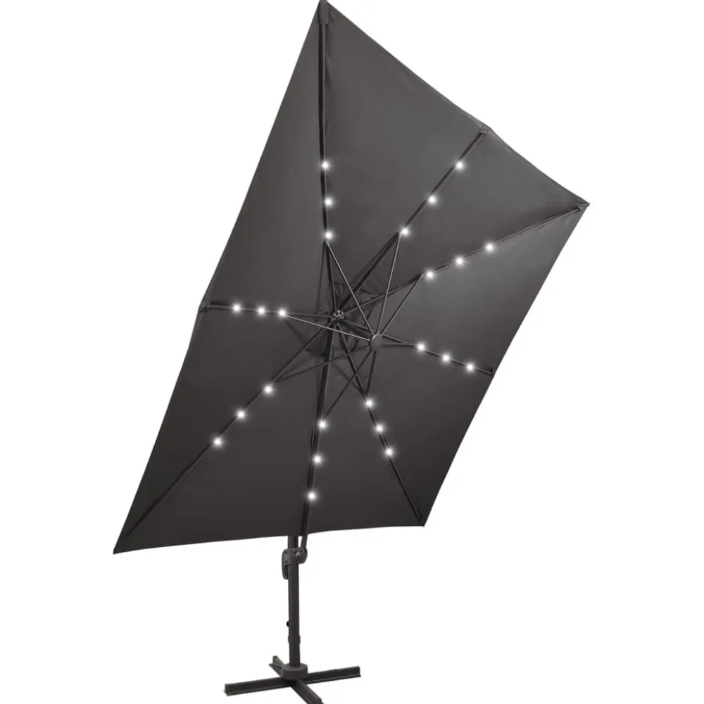Clearance FinePRICE Riippuva aurinkovarjo 2 tangolla ja LED-valoilla 300 cm vihreä