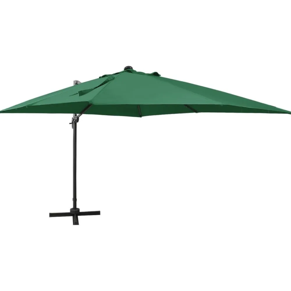 Clearance FinePRICE Riippuva aurinkovarjo 2 tangolla ja LED-valoilla 300 cm vihreä