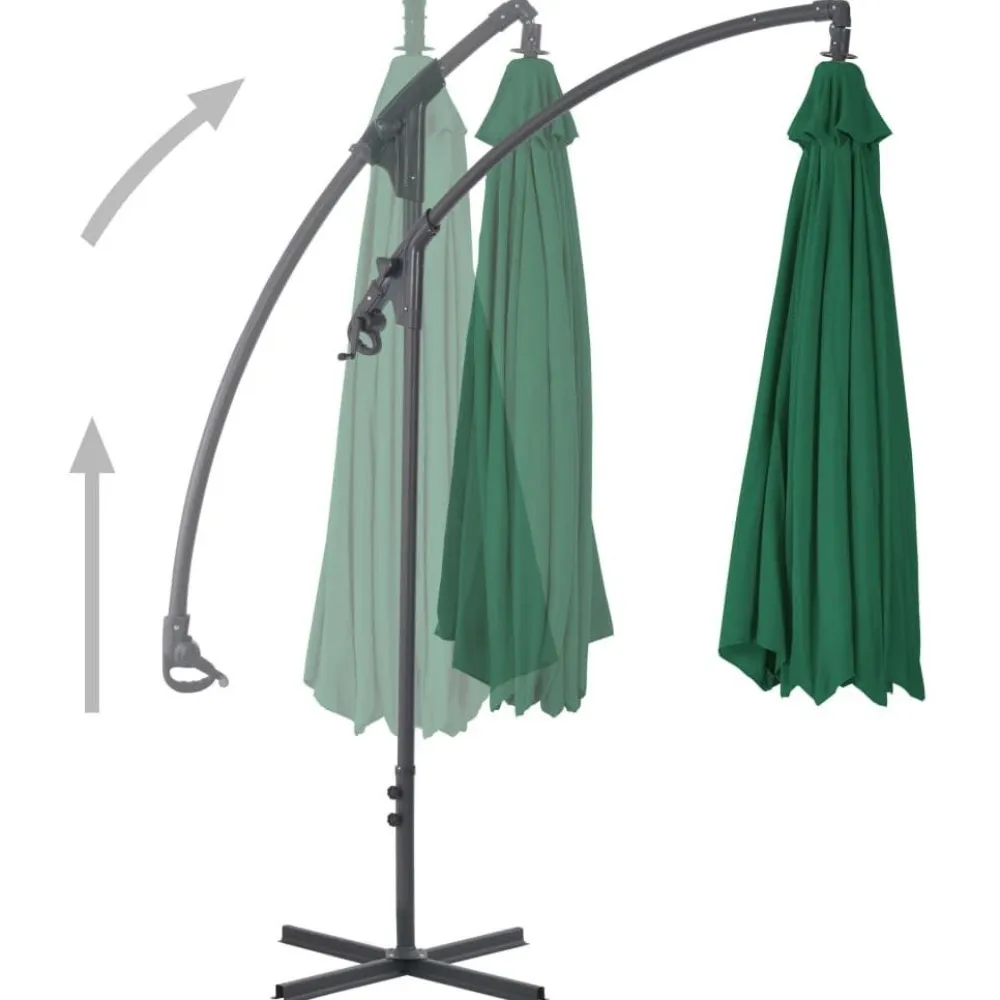 Best FinePRICE Riippuva aurinkovarjo teräspylväällä 300 cm vihreä
