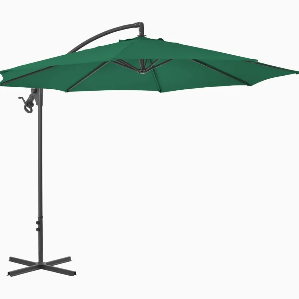 Best FinePRICE Riippuva aurinkovarjo teräspylväällä 300 cm vihreä