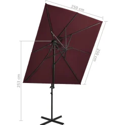 Discount FinePRICE Riippuva aurinkovarjo 2 tuplakatolla 250x250 cm taivaansininen