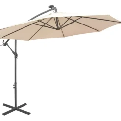 Sale FinePRICE Roikkuva päivänvarjo led-valoilla 300cm metallitanko hiekka
