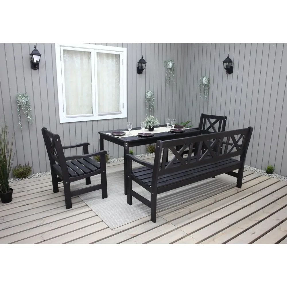 Sale Baltic Garden Ruokailuryhmä Europe 2 tuolia + sohva + pöytä Musta