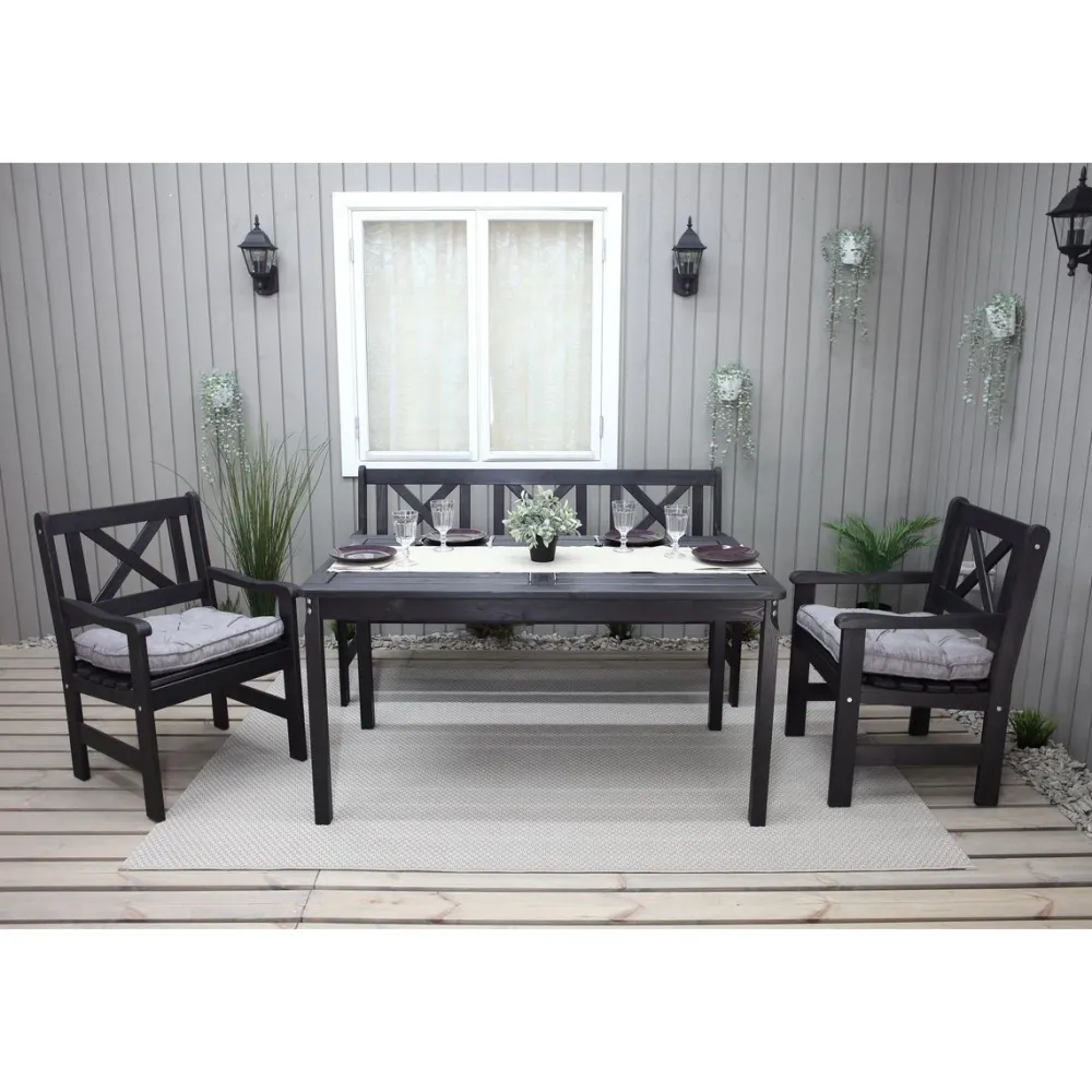 Sale Baltic Garden Ruokailuryhmä Europe 2 tuolia + sohva + pöytä Musta