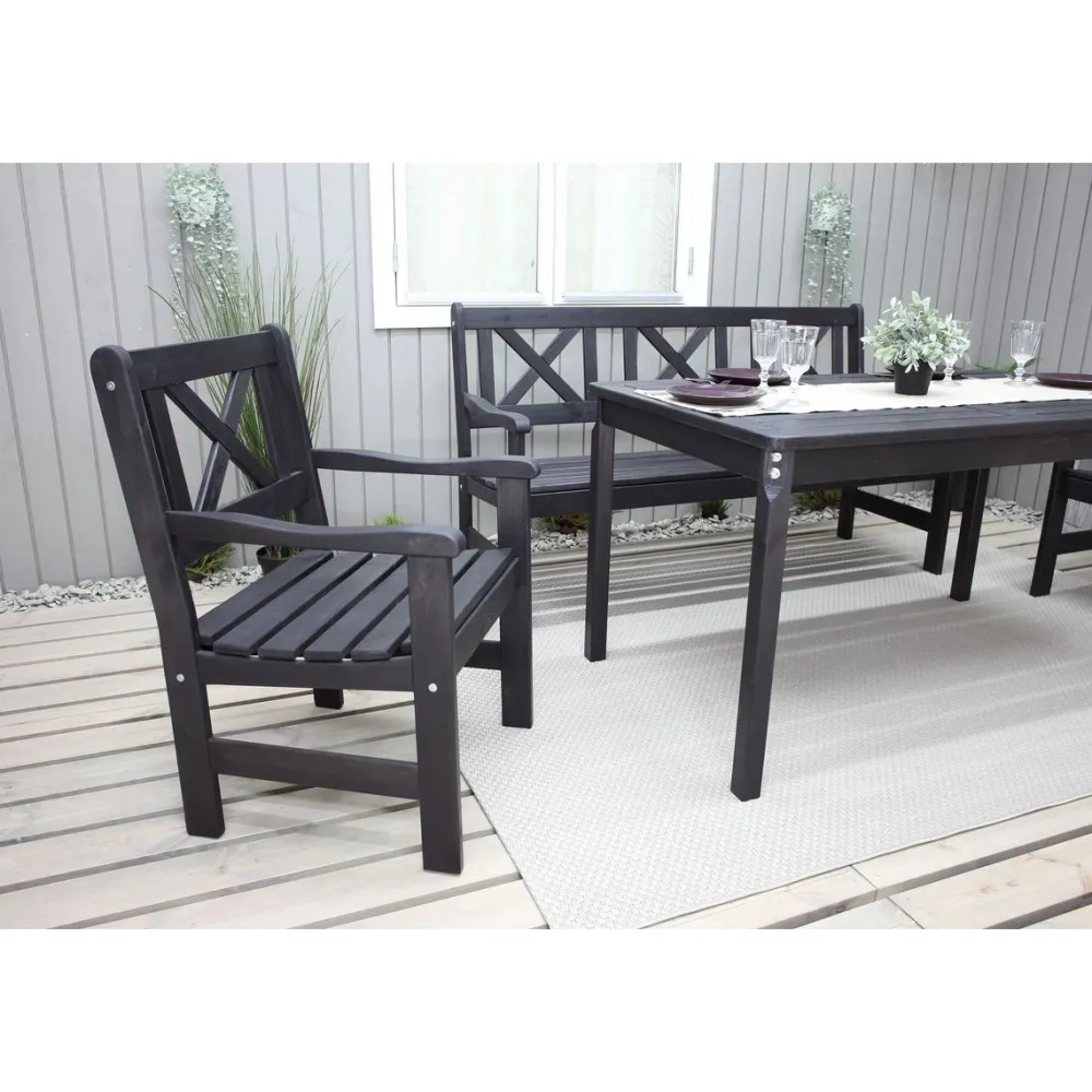 Sale Baltic Garden Ruokailuryhmä Europe 2 tuolia + sohva + pöytä Musta