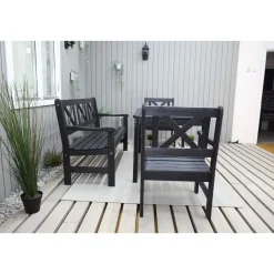 Sale Baltic Garden Ruokailuryhmä Europe 2 tuolia + sohva + pöytä Musta