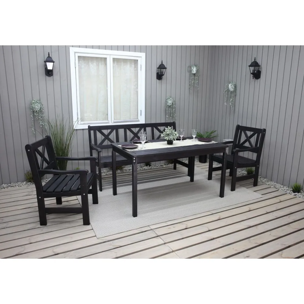 Sale Baltic Garden Ruokailuryhmä Europe 2 tuolia + sohva + pöytä Musta