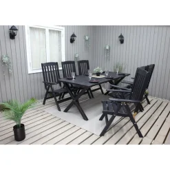 Outlet Baltic Garden Ruokailuryhmä Scottsdale 190cm pöytä + 6 tuolia musta