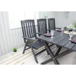 Outlet Baltic Garden Ruokailuryhmä Scottsdale 190cm pöytä + 6 tuolia musta
