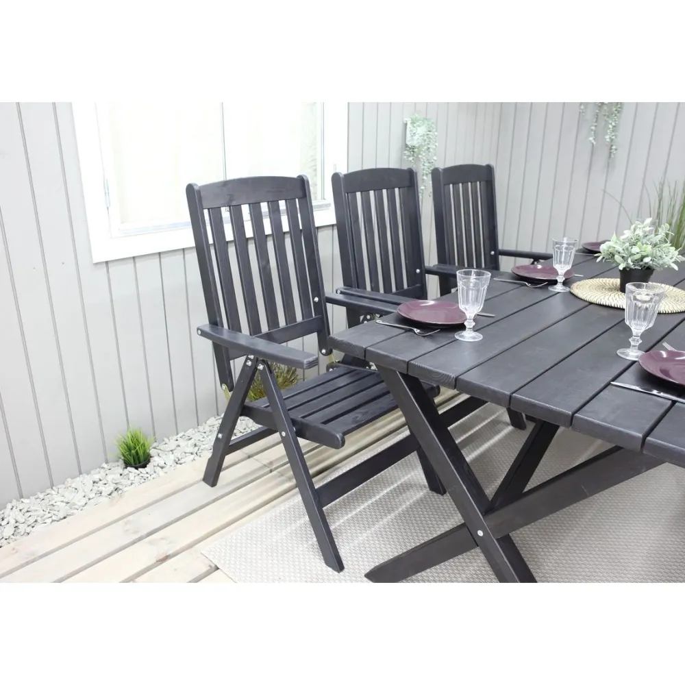 Outlet Baltic Garden Ruokailuryhmä Scottsdale 190cm pöytä + 6 tuolia musta
