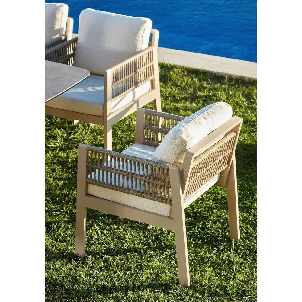 Sale Linento Garden Ruokailuryhmä Toscana Ceramic, 200x100cm pöytä + 8 tuolia, beige