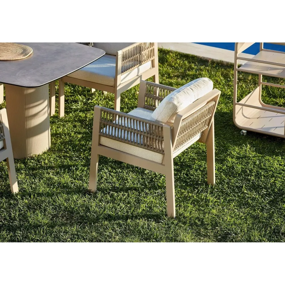 Sale Linento Garden Ruokailuryhmä Toscana Ceramic, 200x100cm pöytä + 8 tuolia, beige